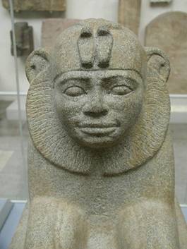 Taharqa as Sphinx, 4th ruler of the 25th Dynasty, Nubian, reigned 690-664 B.C.E.,   The British Museum, London